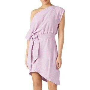 WISH Rise Purple‎ One Shoulder Tie Waist Asymmetrical Mini Dress Size S